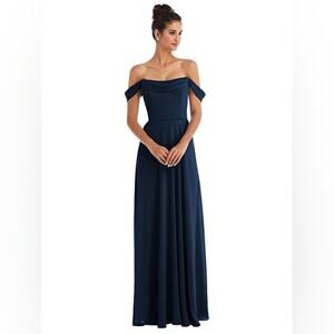 Thread Off-the-Shoulder Draped Neckline Maxi Dress 0